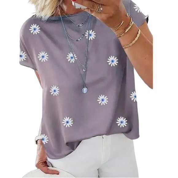 Gray Daisy print floral top size medium - Picture 1 of 4